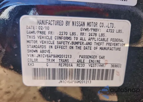 2010 Infiniti G37 Base from USA, damaged, VIN JN1CV6AP9AM201213